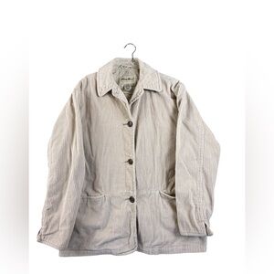 Eddie Bauer Women's Striped Cream vintage corduroy chore coat